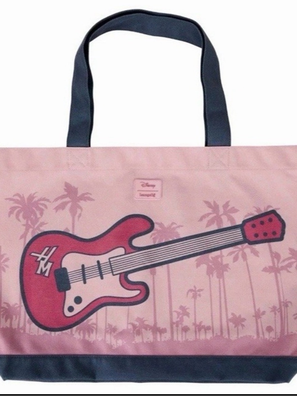Loungefly Pink Tote with Red Guitar Graphic